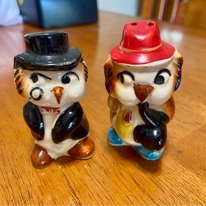 Whimsical Vintage Owl Salt and Pepper Shakers